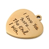 Valentine's Day PVD Vacuum Plating 201 Stainless Steel Pendants STAS-L079-24G-02-2