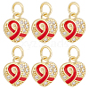 15Pcs Brass Micro Pave Clear Cubic Zirconia Pendants KK-BBC0010-36-1