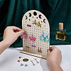Hollow Moon Plywood Earring Organizer Display Stands EDIS-WH0050-02B-3