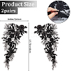 Gorgecraft 2 Pairs Flower Pattern Polyester Embroidered Lace Appliques DIY-GF0009-36-2