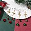 2Pairs 2 Colors Christmas Theme Brass Bell & Bowknot Dangle Earrings EJEW-JE05824-2