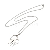 304 Stainless Steel Cable Chain Heart with Couple Pendant Necklaces for Women NJEW-U005-01P-2