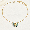 Plastic Butterfly Pendant Necklace with Golden Stainless Steel Chains XQ2799-1-2