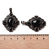 Natural Obsidian Rhombus Pendants G-K363-02R-20-3