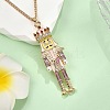 Alloy Enamel Christmas Nutcracker Pendant Necklaces NJEW-L048-01G-02-2