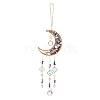 Natural Amethyst Chip & Brass Moon Hanging Suncatcher Pendant Decoration PW23041121729-1