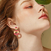 FIBLOOM 4 Pairs 4 Colors Polymer Clay Donut Dangle Stud Earrings with Iron Pins EJEW-FI0003-02-5