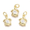 Brass Micro Pave Cubic Zirconia Pendants KK-P187-12C-G-1