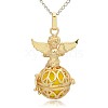 Golden Tone Brass Hollow Round Cage Pendants KK-J238-01G-3