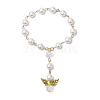 5Pcs Shell Pearl Round Beads Charm Bracelets BJEW-JB11228-2