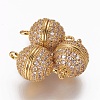 Brass Micro Pave Cubic Zirconia Magnetic Clasps with Loops ZIRC-L082-C-01-G-1