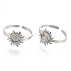 Non-Tarnish 304 Stainless Steel Sun Cuff Rings LS-RJEW-N038-116P-2