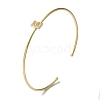 Rack Plating Brass Micro Pave Clear Cubic Zirconia Letter Open Cuff Bangles BJEW-A018-01G-E-1