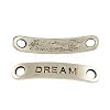 Rectangle Carved Affirmative Word Dream Tibetan Style Alloy Message Links connectors for Bracelet Making TIBE-S233-AS-LF-1