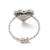 304 Stainless Steel Heart Open Cuff Ring for Women RJEW-E066-04P-3