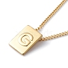 Titanium Steel Initial Letter Rectangle Pendant Necklace for Men Women NJEW-E090-01G-07-1