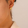 304 Stainless Steel Pave Clear Cubic Zirconia Star Tassel Earrings for Women WG0B521-01-4