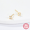 Golden Sterling Silver Micro Pave Cubic Zirconia Stud Earring XN7792-4-1