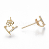 Brass Micro Pave Cubic Zirconia Earring Findings KK-S356-050G-NF-3