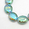Faceted Electroplate Crystal Glass Oval Beads Strands X-EGLA-F059B-10-1