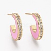 Brass Micro Pave Clear Cubic Zirconia Half Hoop Earrings EJEW-L231-64C-1