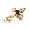 Brass Blue Cubic Zirconia Cross Connector Charms ZIRC-I070-012G-2