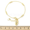 Brass Micro Pave Clear Cubic Zirconia Charm Bracelets for Women BJEW-C083-13G-5