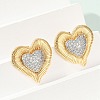 Brass Micro Pave Clear Cubic Zirconia Stud Earrings EJEW-C134-01G-2