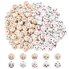   150Pcs 10 Styles Printed Wood European Beads WOOD-PH0002-84-1