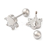 Heart Bow Brass Micro Pave Clear Cubic Zirconia Ear Plug Gauges EJEW-L289-03P-02-2