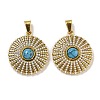 Ion Plating(IP) 304 Stainless Steel Pave Synthetic Turquoise Pendants STAS-U024-16G-01-1