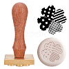 Olycraft Brass Wax Seal Stamp Head & Pearwood Handle Kit AJEW-OC0002-85I-1