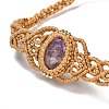 Natural Amethyst Oval Braided Bead Bracelets BJEW-K236-01H-3