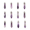 Fashewelry 12Pcs Bullet Natural Amethyst Pointed Pendants G-FW0001-11-20