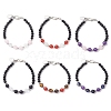 6Pcs 6 Colors Natural & Synthetic Gemstone & Glass Round Beaded Bracelets for Women BJEW-JB12210-2