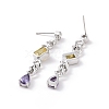 Colorful Cubic Zirconia Teardrop with Rhombus Dangle Earrings EJEW-P206-14P-2