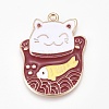 Alloy Enamel Kitten Pendants ENAM-O035-04G-1