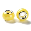 Opaque Brass Cores Acrylic European Beads OACR-M024-04S-09-2