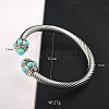 Adjustable C-shaped Stainless Steel Twist Open Cuff Bracelets with Synthetic Turquoise UG3207-3-1