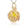 Golden Tone Brass Hollow Round Cage Pendants KK-J227-01G-2