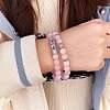 2Pcs 2 Style Natural Rose Quartz Stretch Bracelets Set BJEW-SW00095-6