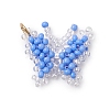 Glass Seed Beaded Butterfly Pendants PALLOY-MZ00473-01-1