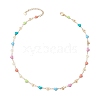 304 Stainless Steel Enamel Colorful Heart Link Chain Necklaces for Women NJEW-JN05165-4