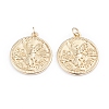 Brass Coin Pendants ZIRC-I042-03G-1