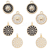 AHADERMAKER 8Pcs 4 Style  Brass Micro Pave Clear Cubic Zirconia Pendants ZIRC-GA0001-06-1