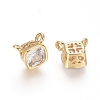 Brass Cubic Zirconia Charms X-ZIRC-D118-07G-2