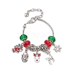 4Pcs 4 Styles Christmas Theme Glass & Alloy European Beads Bracelet Sets for Women BJEW-JB11198-3