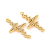 Brass Micro Pave Clear Cubic Zirconia Connector Charms KK-U017-01B-G-2
