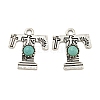 Synthetic Turquoise & Alloy Pendants PALLOY-H146-01AS-T-1