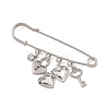 316 Stainless Steel & 201 Stainless Steel Rhinestone Pendant Brooch JEWB-BR00205-2